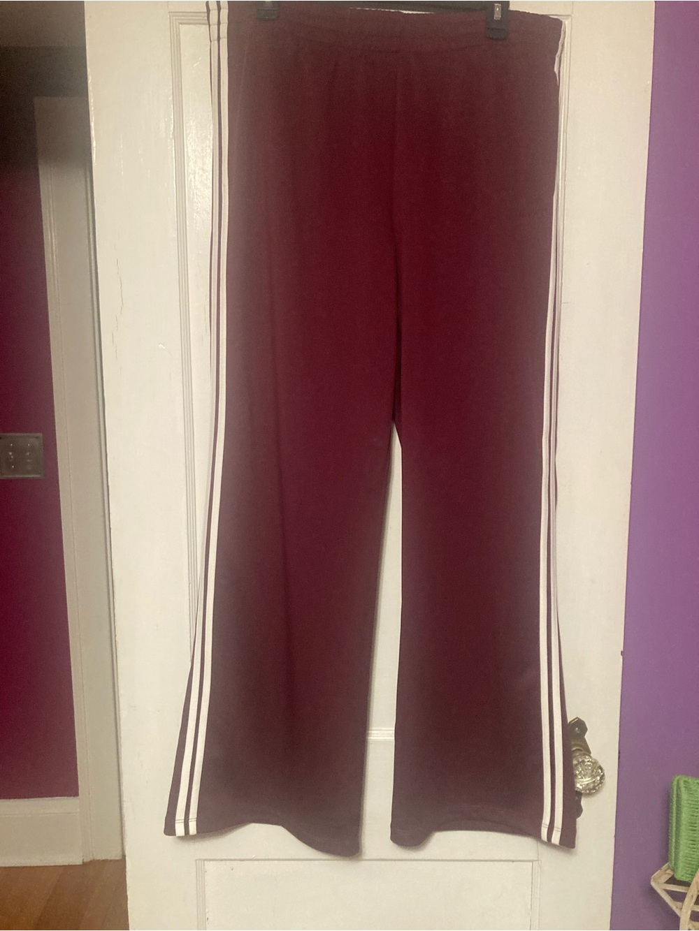 Garage Maroon Joggers with White Side Stripes